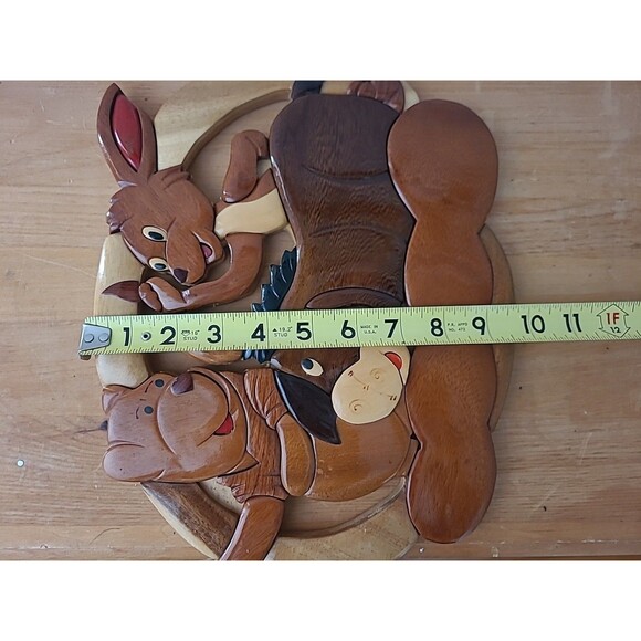 RARE Disney Winnie the Pooh, Eeyore, Rabbit Carved Wood Folk Wall Art - Picture 7 of 9